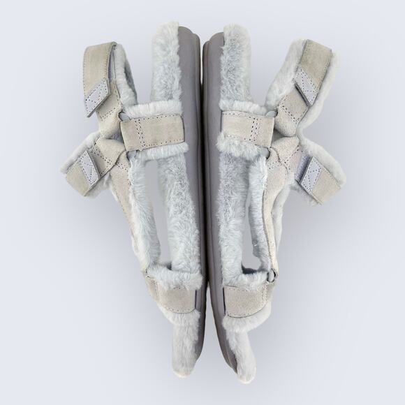 Vionic Viva Blue Faux Fur & Leather Fluffy Strappy Adjustable Comfort Sandal 9.5 - Picture 6 of 8